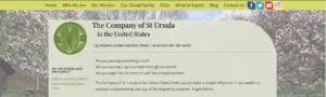 Screen shot of the Company of St. Ursula USA website. https://companyofstursula.org/